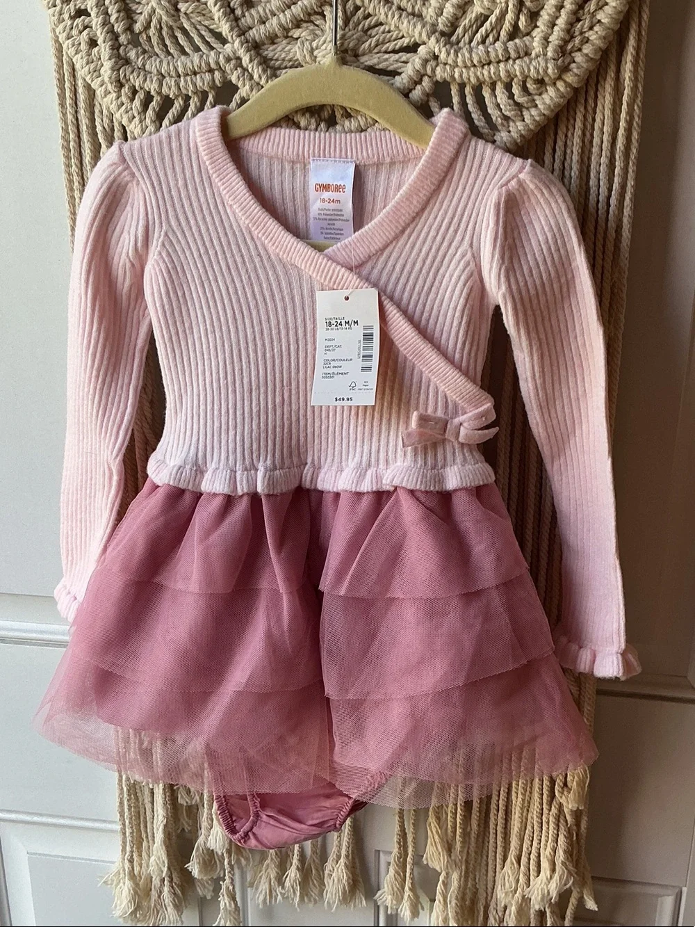 Gymboree Pink Layered Tulle Wrap Bodysuit NWT  18-24 months.